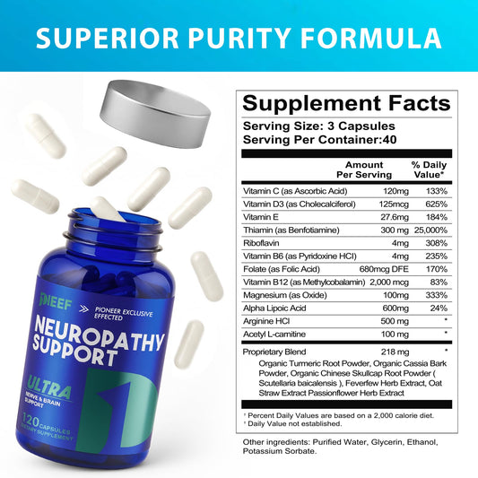 obnobm Nerve Savior capsules closeup highlighting alpha lipoic acid content
