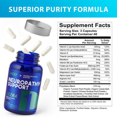 obnobm Nerve Savior capsules closeup highlighting alpha lipoic acid content