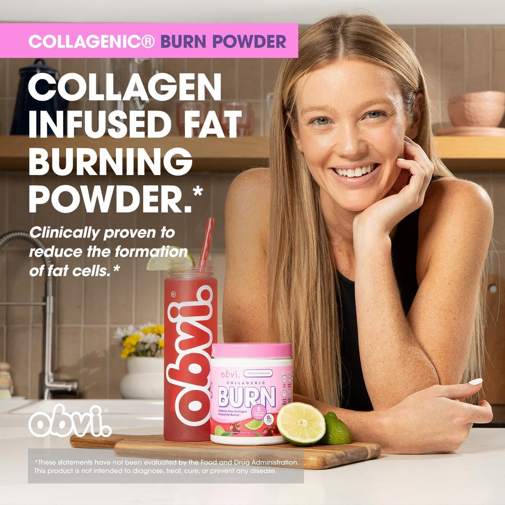 Five collagen types in Obvi Collagenic Burn support skin, hair, nails, and joints.