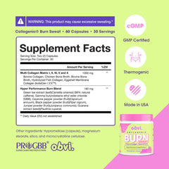 Obvi Collagenic Burn Sweat green tea extract label boosts alertness.