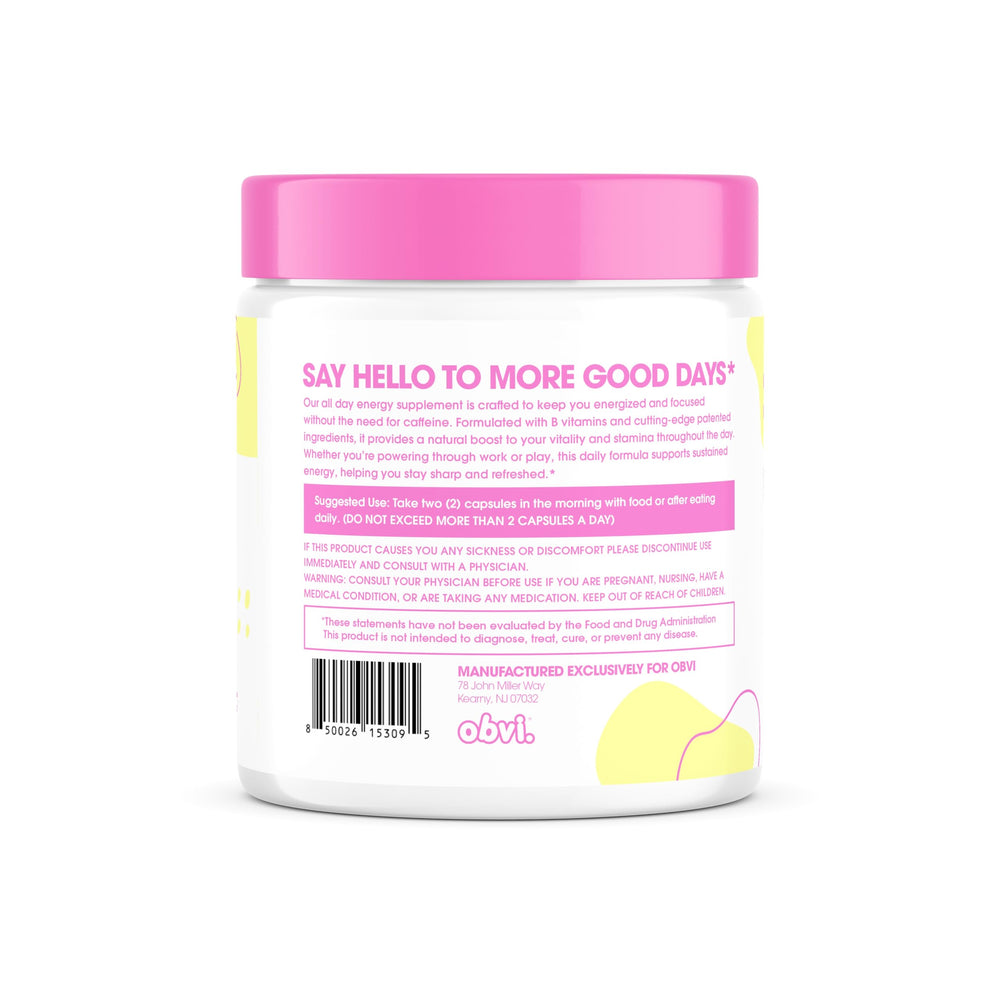 Obvi Hello label closeup confirming Made in USA and GMP-certified quality