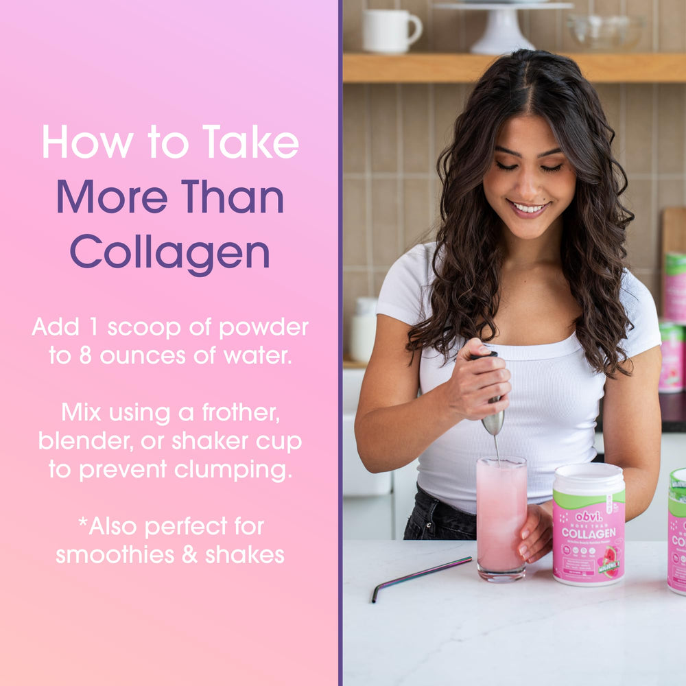 Biotin and keratin ingredients highlighted in Obvi More Than Collagen panel