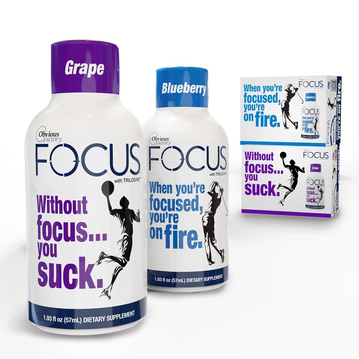 Obvious Factory Focus Shots Trilogine bottle pour for on-the-go energy