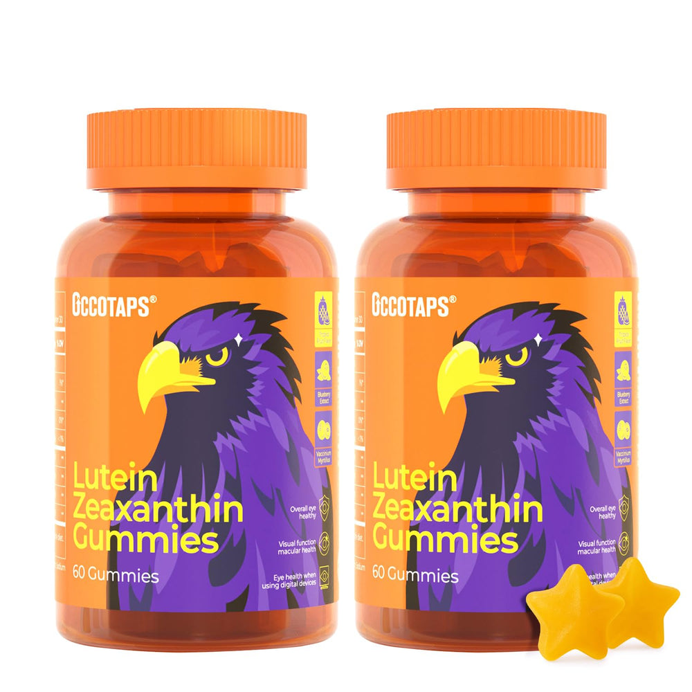 Occotaps bottle of lutein-zeaxanthin eye gummies for daily eye support.