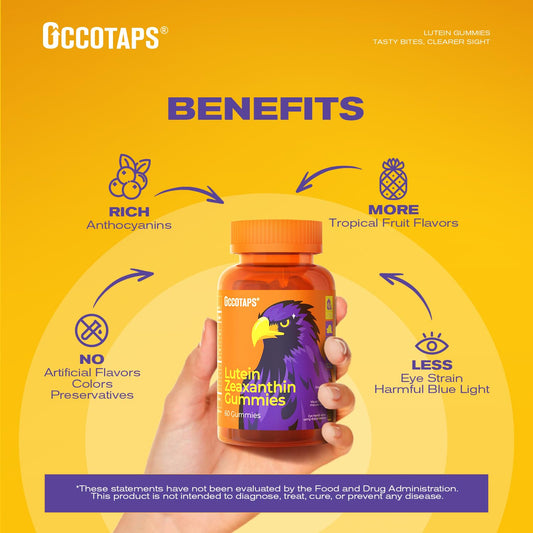 Occotaps star-shaped gummies close-up highlights easy daily chew and pleasant flavor.