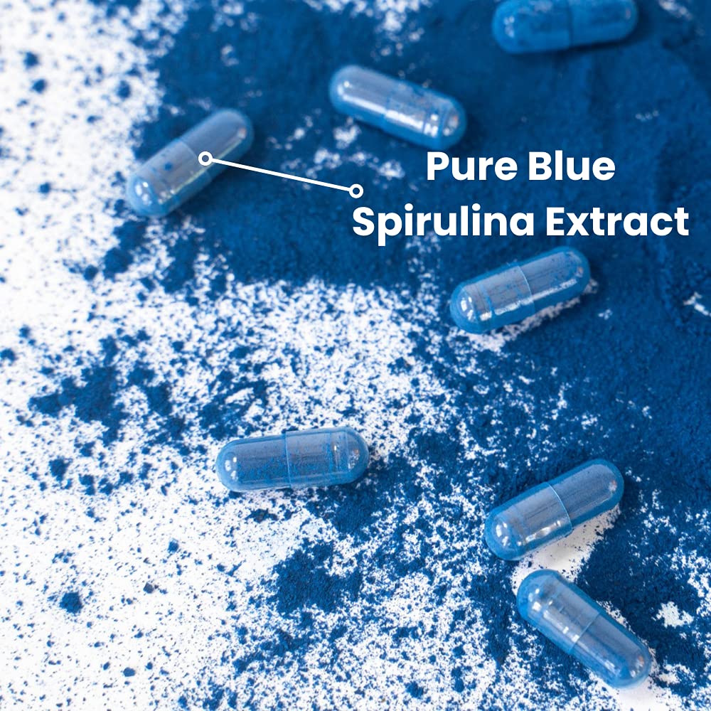 Detail of Ocean Rx Blue Spirulina label for clean nutrition.