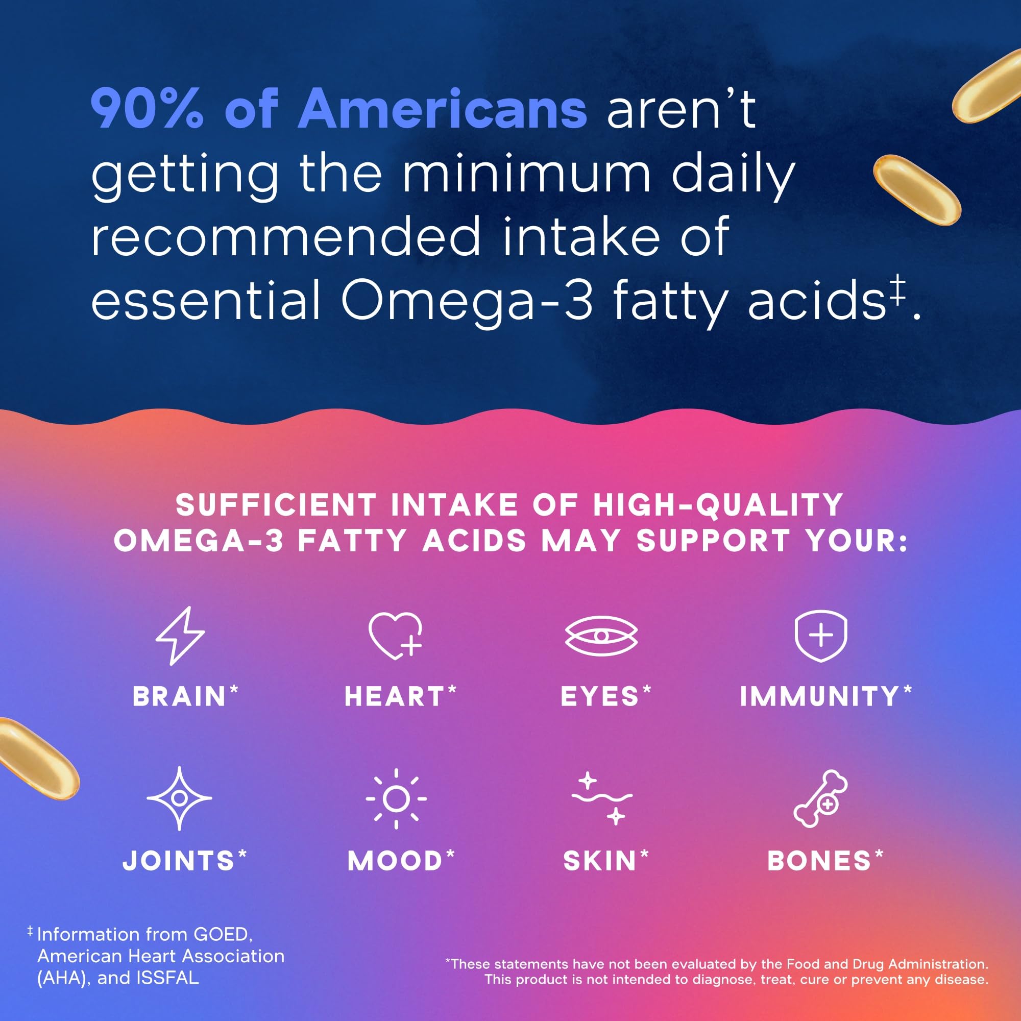 Oceanblue Omega-3 2100 label details underscore allergen-free and sustainable sourcing.