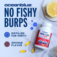 Oceanblue Omega-3 2100 CoQ10 badge on packaging