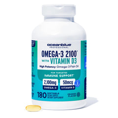 Oceanblue Professional Fish Oil bottle front showing triple-strength omega-3 for daily intake