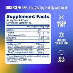 Oceanblue Omega-3 2100 bottle label closeup highlights EPA DHA DPA per serving