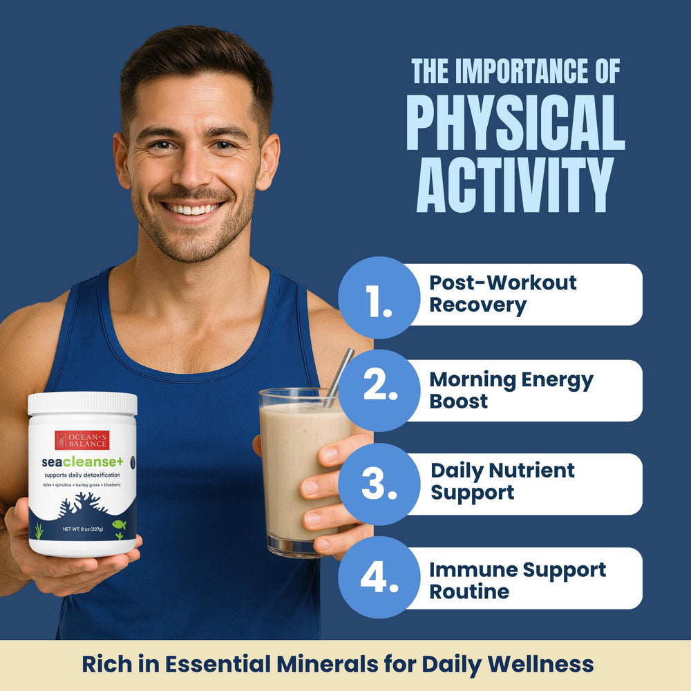 Glass of water with Seacleanse+ illustrating hydration and detox routine.