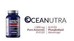 Astaxanthin-rich Oceanutra Krill Oil bottle emphasizing omega-3 benefits