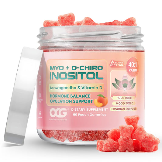 OCG Myo-D-Chiro Inositol Gummies bottle on display for daily use