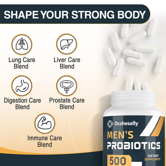 Ocshesally Probiotics for Men capsules with 12 strains for daily support
