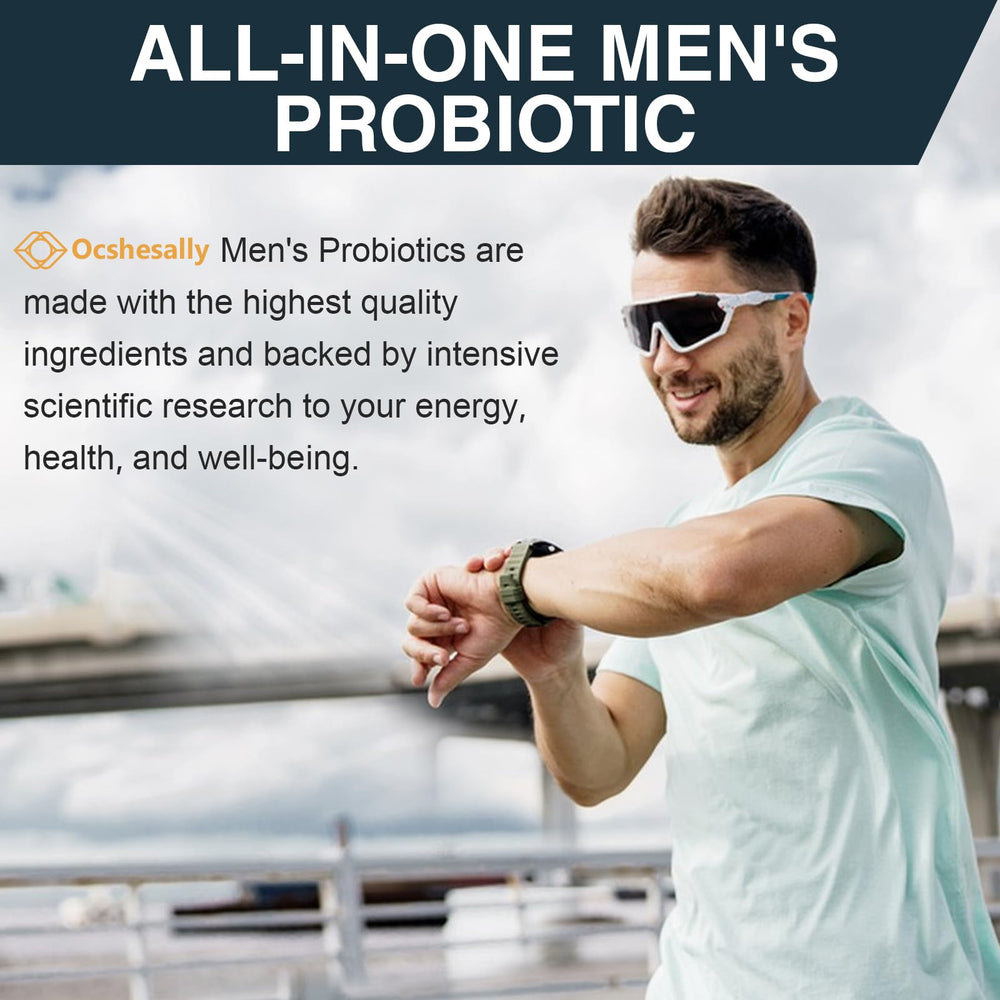 Ocshesally Probiotics for Men label with usage directions and ingredients.