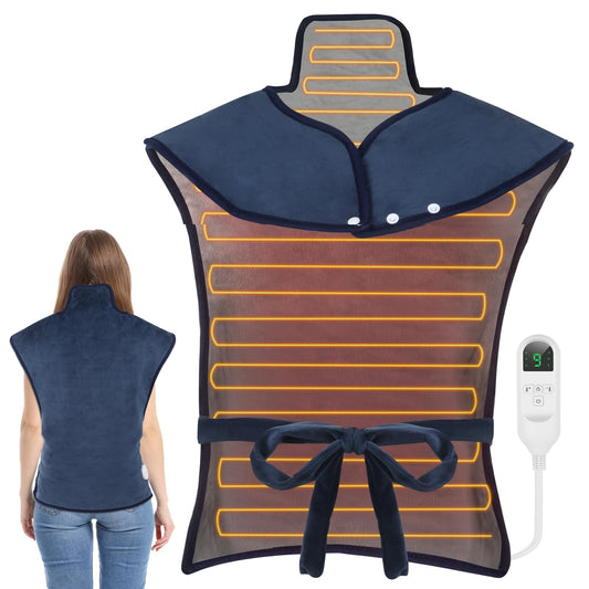 OCSOSO heating pad neck-shoulders-back coverage demonstrates wrap design for deep relief.