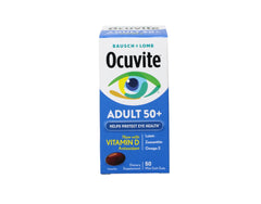 Ocuvite Adult 50+ miniGel bottle side angle showing compact packaging.