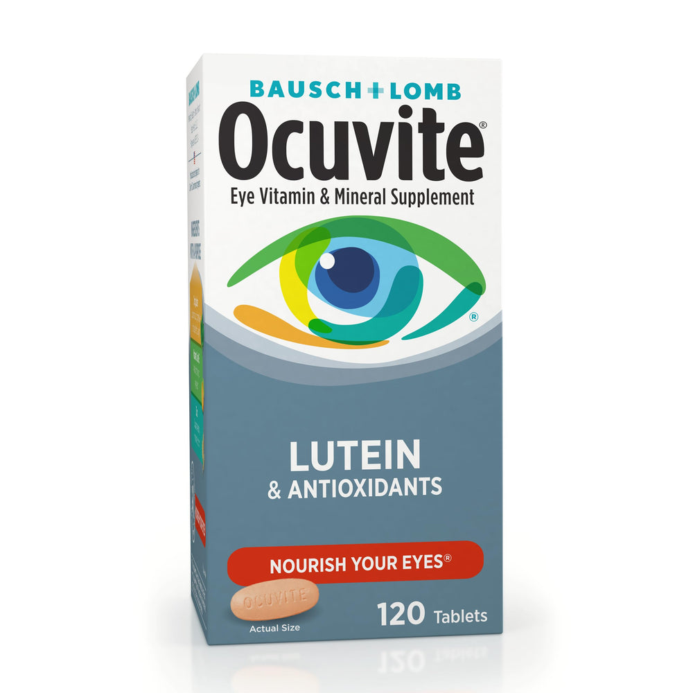 Ocuvite triple-pack display emphasizes convenient eye health support for busy routines.