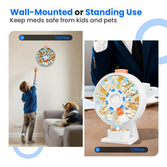 Odaro large pill dispenser standing on a counter for accessible daily use.