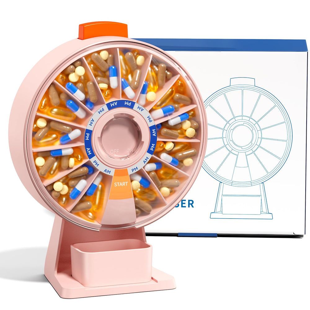 Odaro large-pill-dispenser wall-mount pink keeps meds organized and accessible on demand.