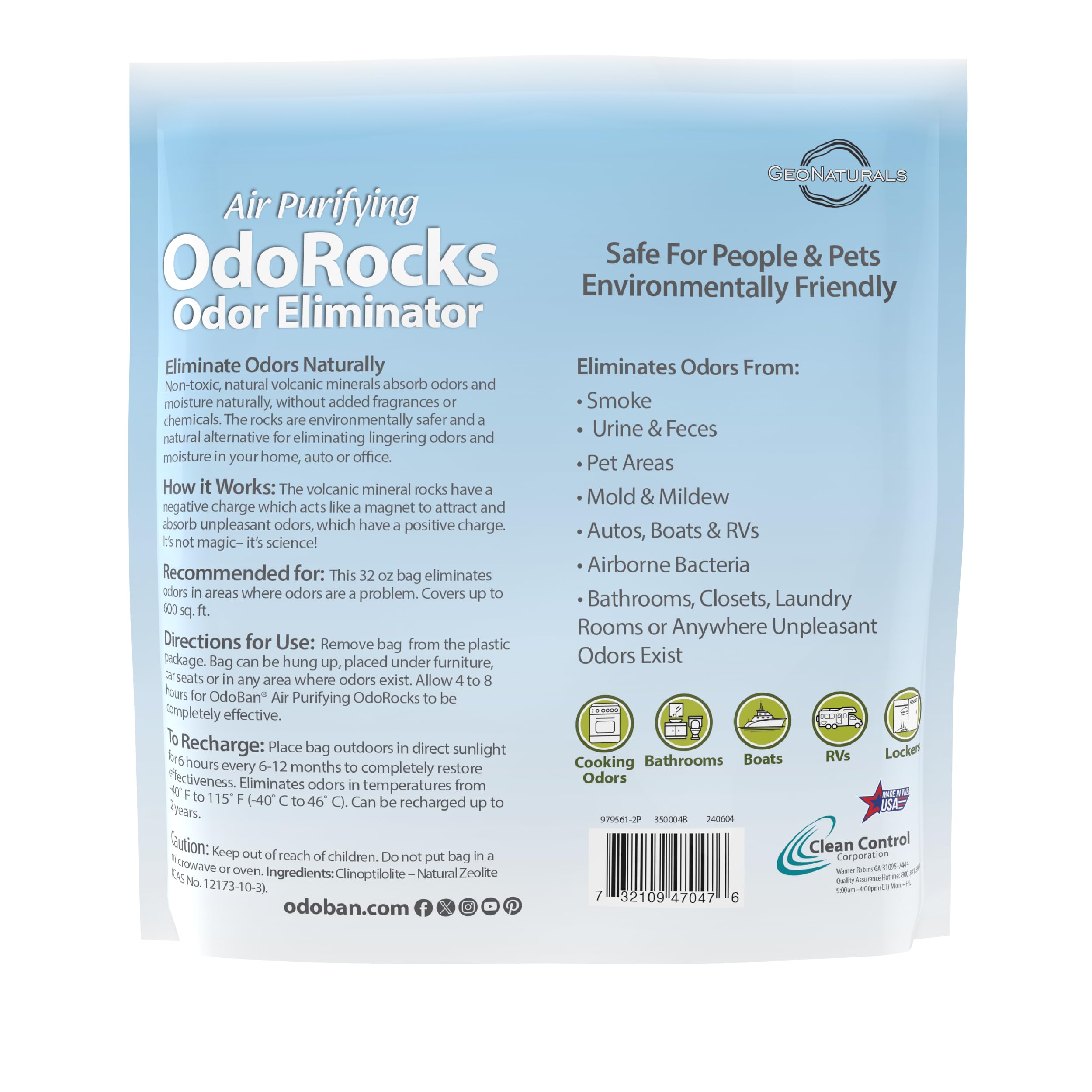 OdoRocks volcanic mineral rocks absorb odors naturally without added fragrances.