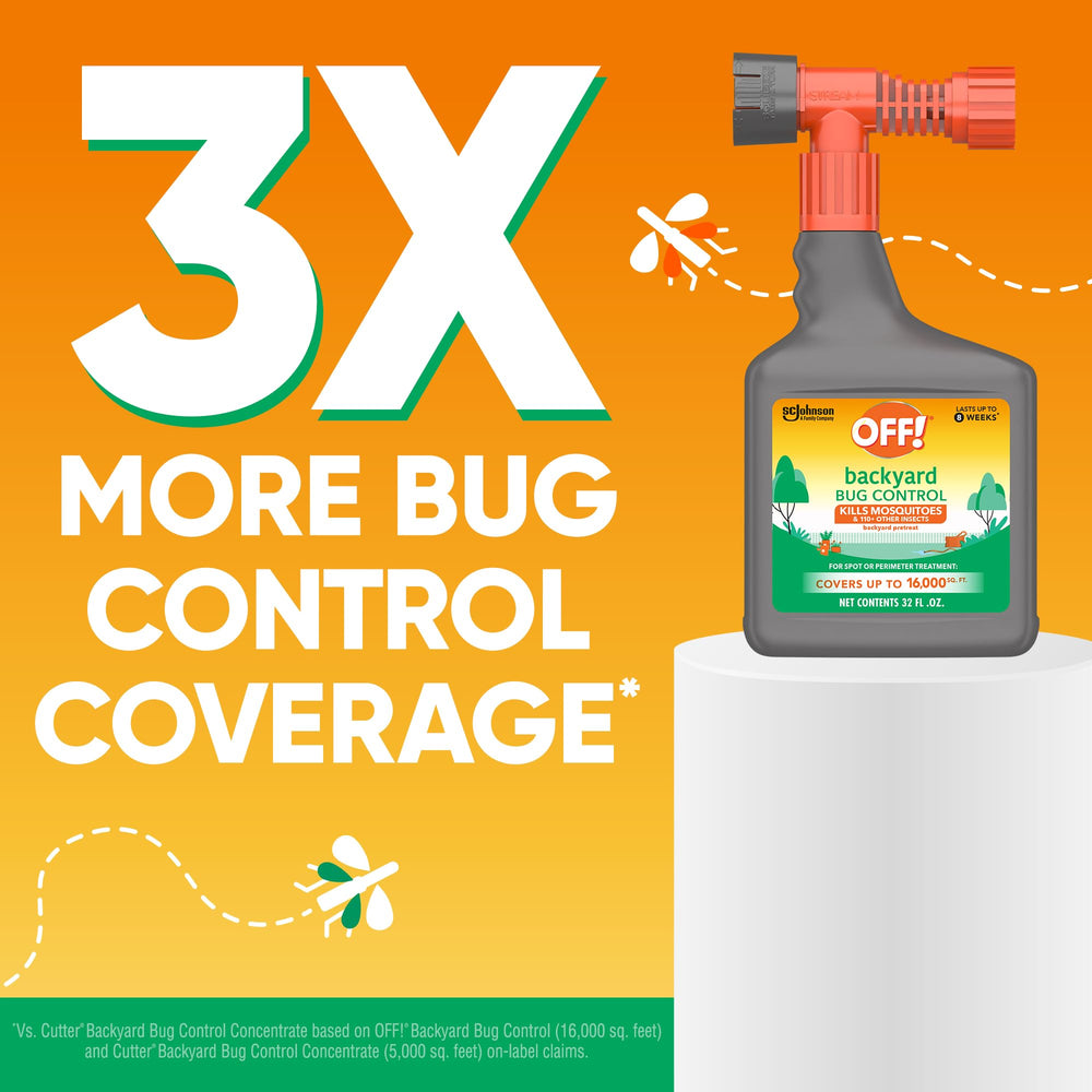 OFF! Backyard Bug Control suitable for lawns, shrubs, trees, and vegetables.