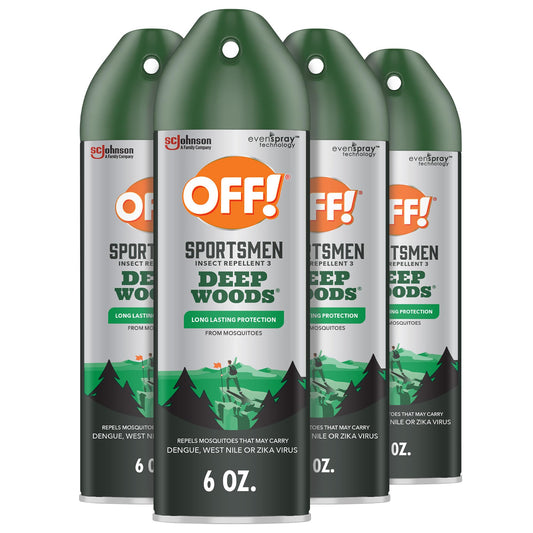 OFF! Deep Woods Sportsmen aerosol can for quick outdoor protection.