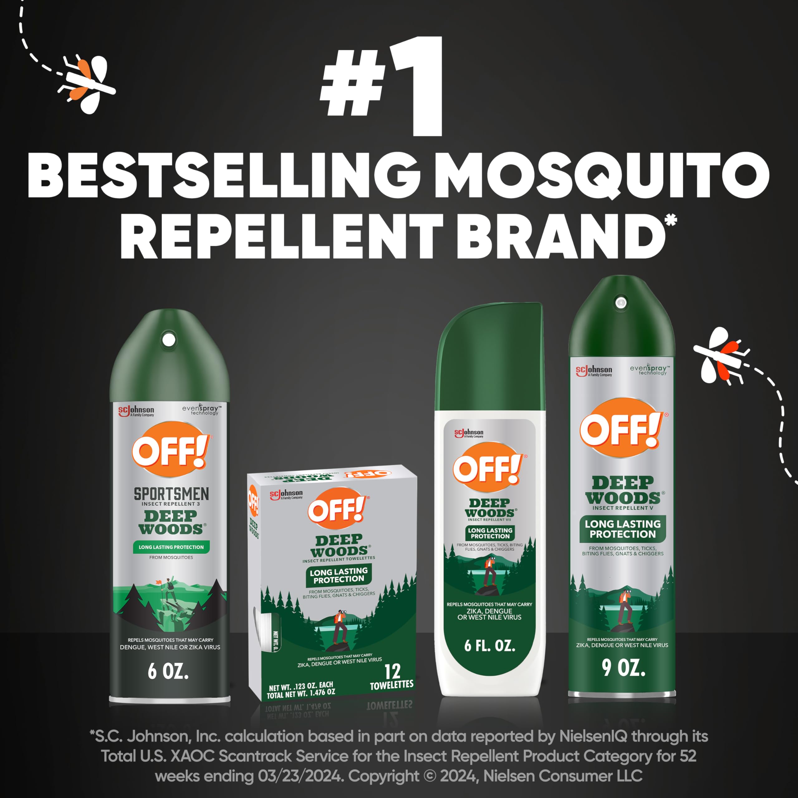 OFF! Deep Woods Sportsmen four-pack packaging for family outdoor activities.