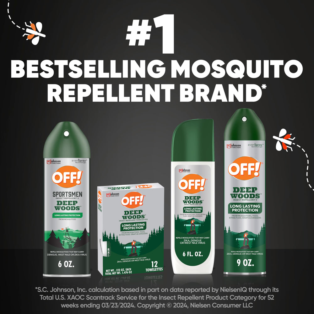 OFF! Deep Woods Sportsmen four-pack packaging for family outdoor activities.