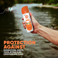 OFF! FamilyCare 7% DEET spray demonstrates mosquito defense.