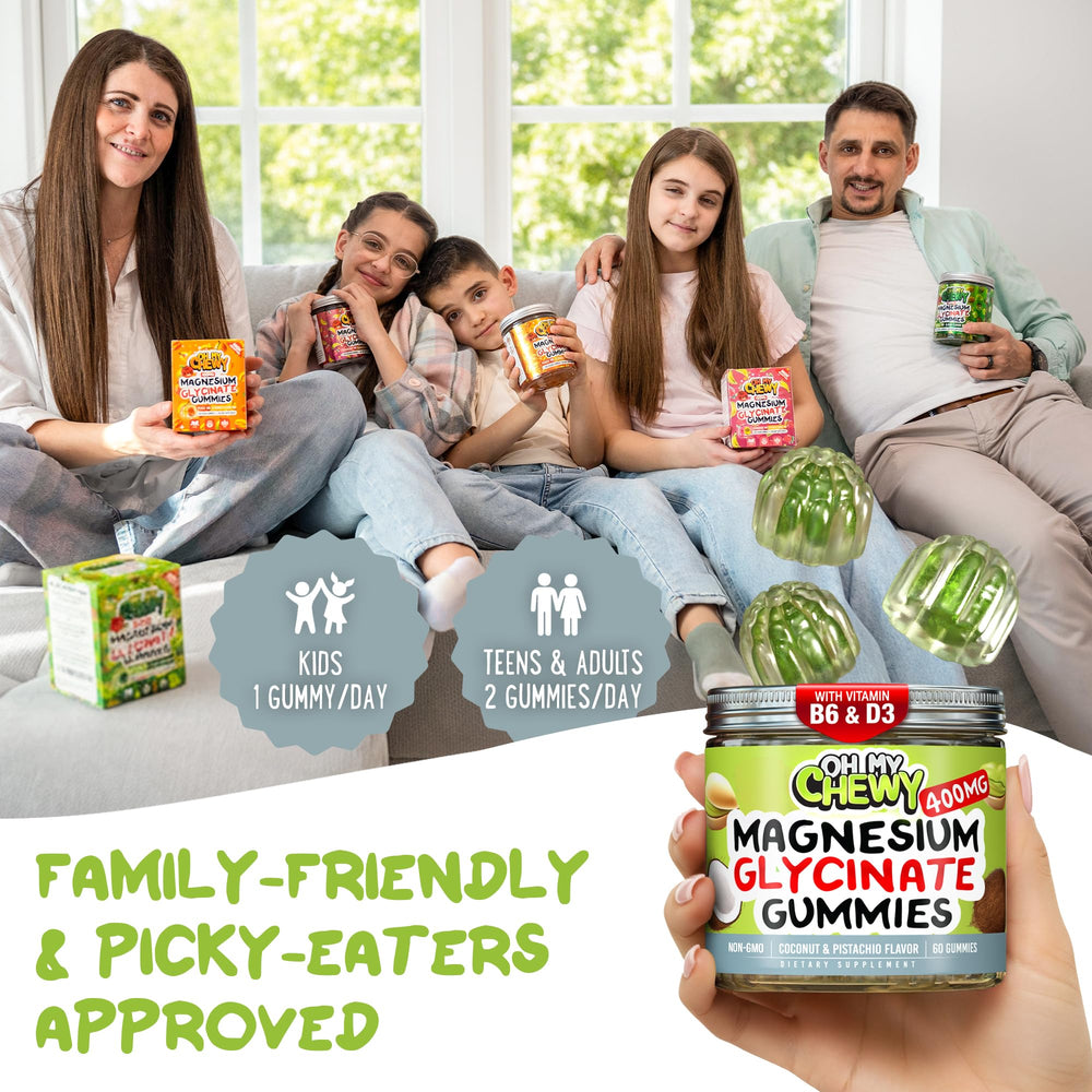OH MY CHEWY gummies on a breakfast table support a simple daily routine.