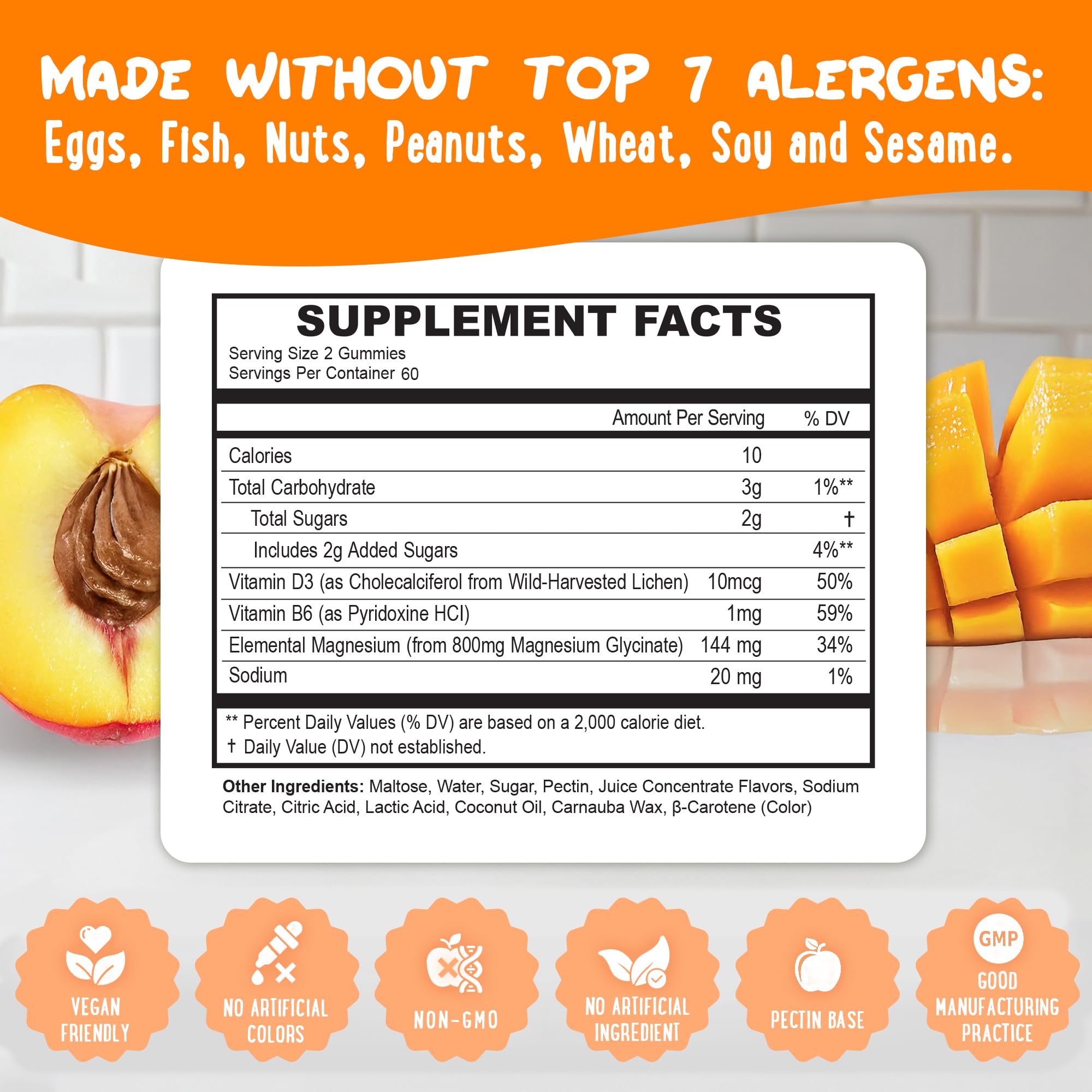 OH MY CHEWY vegan gluten-free label underscores plant-based magnesium option.