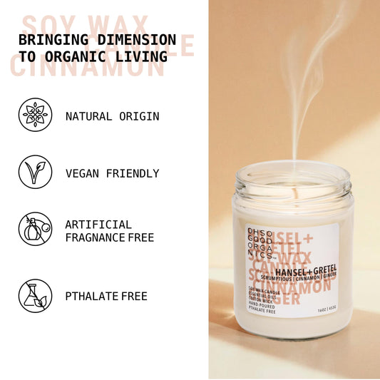 OH SO GOOD ORGANICS aromatherapy candle Cinnamon Ginger glow for cozy living room ambiance