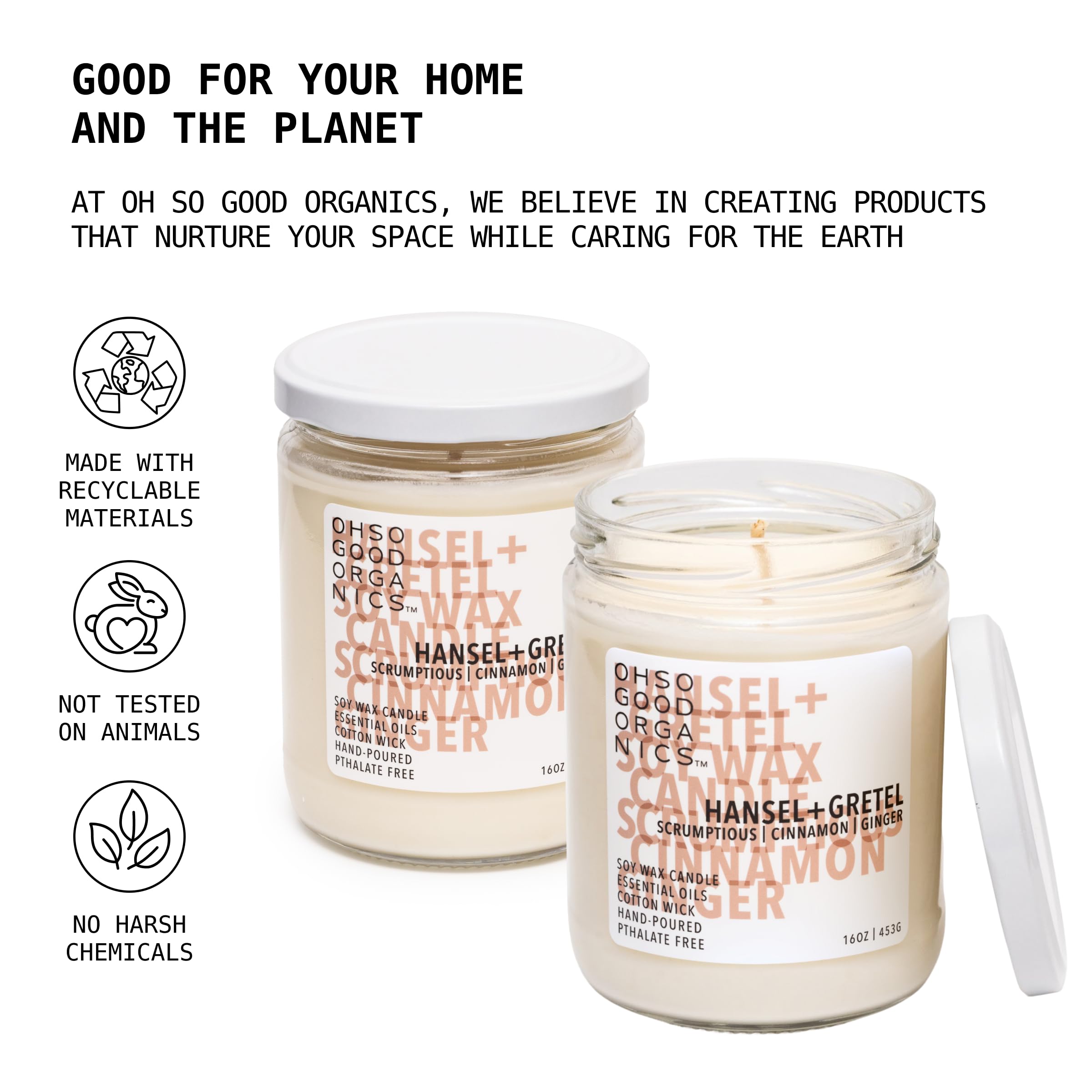 OH SO GOOD ORGANICS decorative jar candle with stylish packaging for gifting