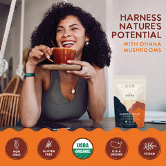 Ohana Agaricus Blazei powder added to smoothies or tea