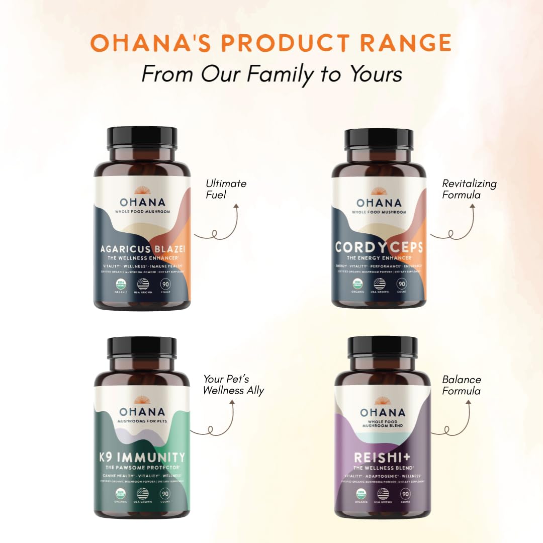 Ohana Agaricus Blazei USA-grown package highlighting origin