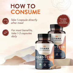 Ohana Cordyceps label details show organic certification and purity