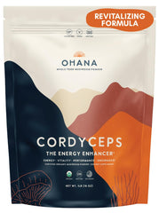 Ohana Mushrooms Cordyceps powder container ready for daily energy boosts.
