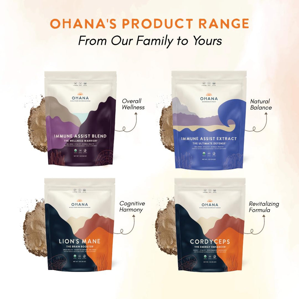 Ohana Cordyceps powder shaken into a drink for sustained energy.