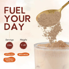 Ohana Immune Assist Blend powder shake highlights easy addition to smoothies and drinks.