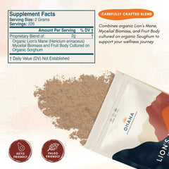 Ohana Lion's Mane powder texture shown for easy mixing in recipes