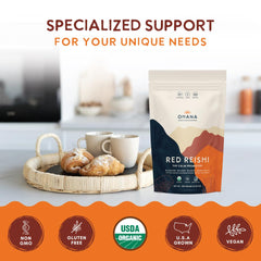 Gluten-free packaging emphasizes allergen-friendly Ohana Red Reishi