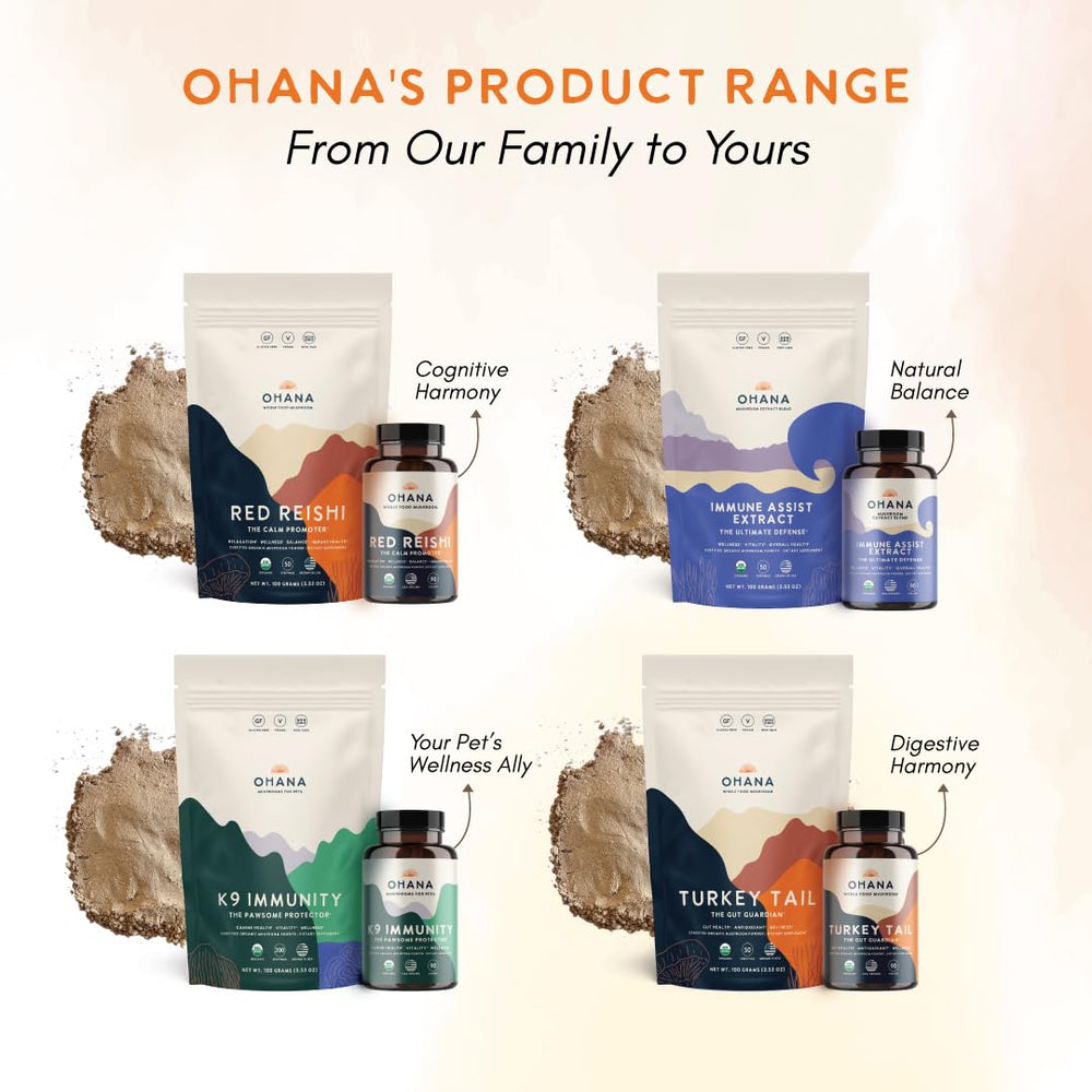 Ohana Red Reishi ready-to-use package complements vegan, paleo, or keto routines.
