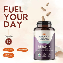 Ohana Reishi+ powder for easy addition to shakes or tea.