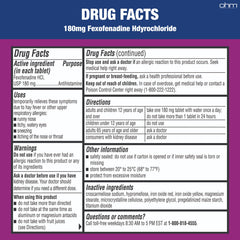 Front view of Ohm allergy medicine 150-count pack for daily use.