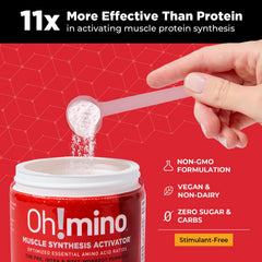 Oh!mino BCAAs + EAAs vegan formula supports clean hydration and recovery between sets