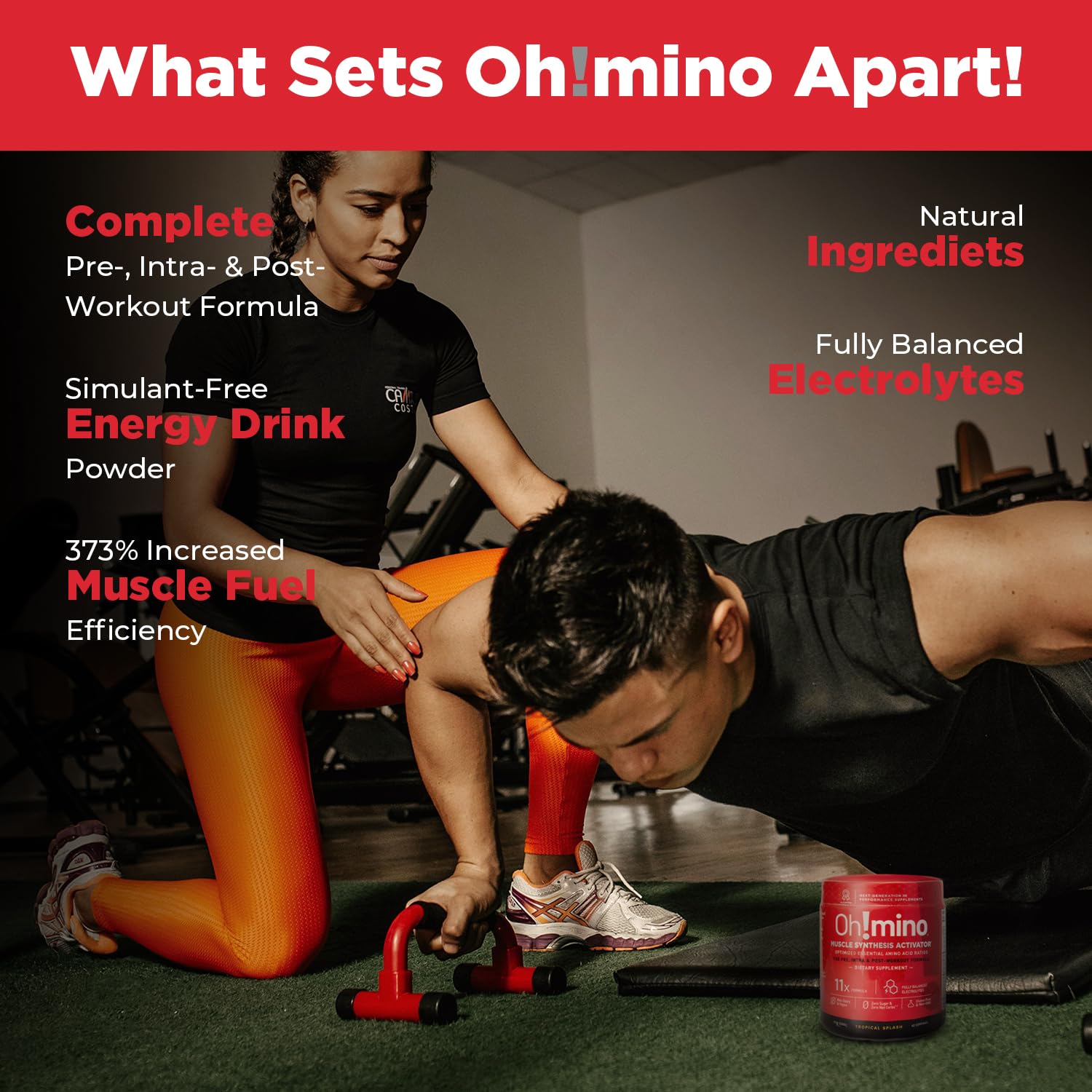 Oh!mino BCAAs + EAAs made in the USA with third-party testing for quality