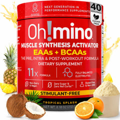 Oh!mino BCAAs + EAAs tropical bottle ready for a refreshing workout