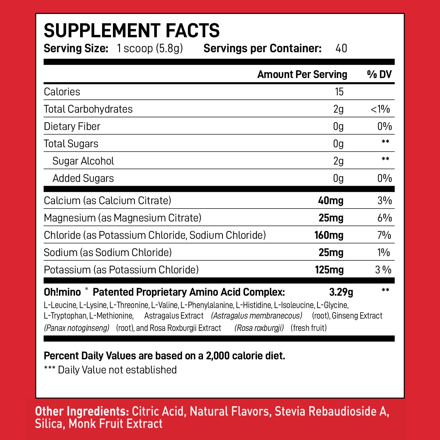 Oh!mino BCAAs + EAAs tropical scoop highlights complete amino acid profile for athletes