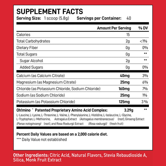 Oh!mino BCAAs + EAAs tropical scoop highlights complete amino acid profile for athletes